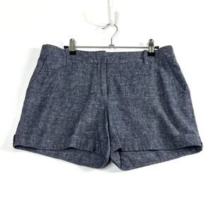 Laundry By Shelli Segal Linen Blend Cuffed Shorts Blue Womens 8